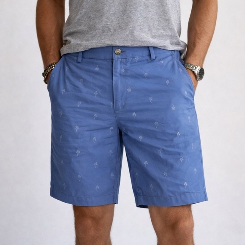 Greg Norman Shorts size 34 Palm Tree Collection Light Blue EUC Preppy - Picture 1 of 6